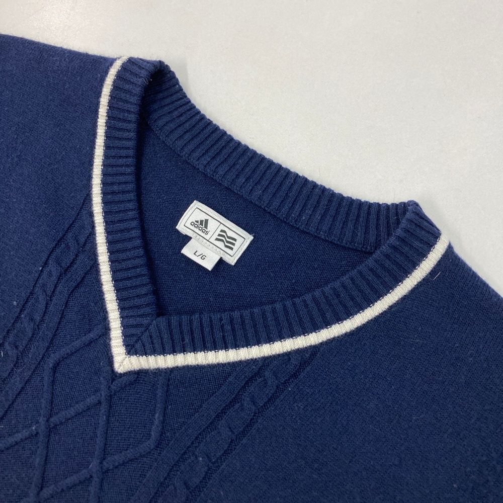 サイズ：L ADIDAS GOLF アディダスゴルフ Vネック ニット