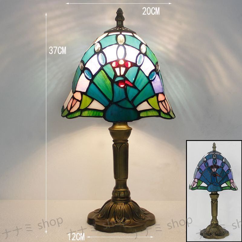 LEDテーブルランプ ステンドグラス TIFFANY 照明クラシック ヨーロッパ 手作り テーブルライト 幅20CM DJ10