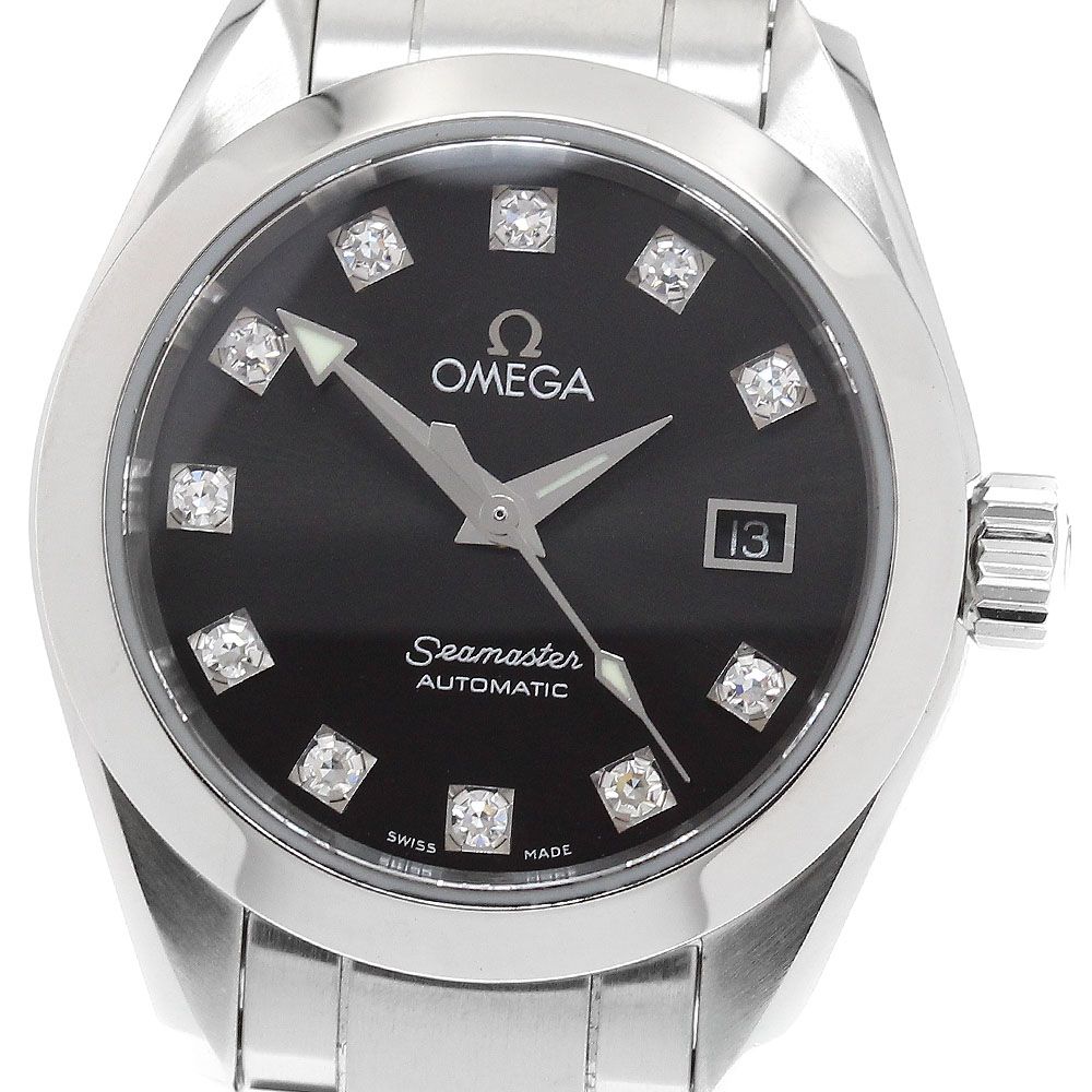 オメガ OMEGA 2563.55 シーマスター アクアテラ デイト 11Pダイヤ 自動巻き レディース _914638