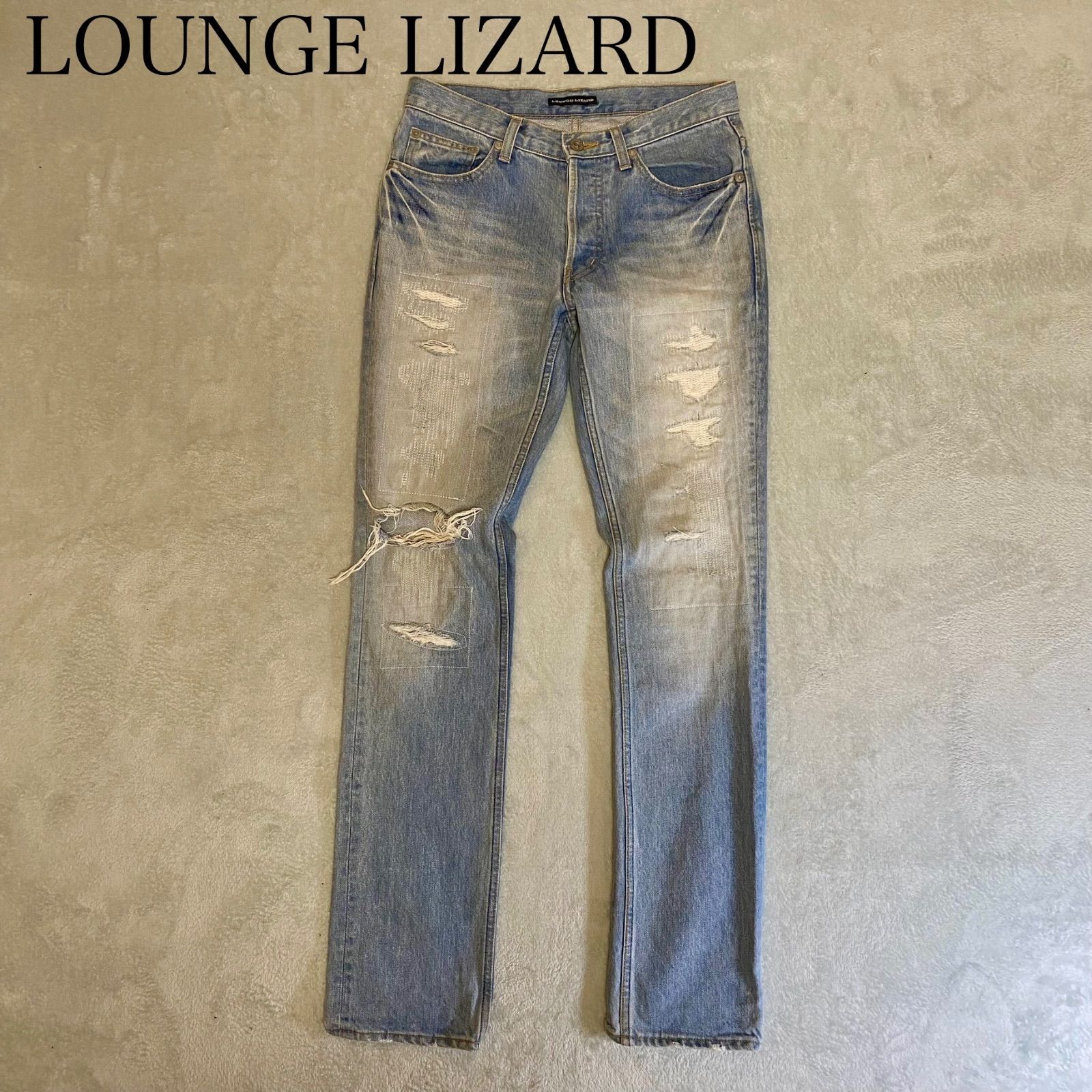 LoungeLizard ラウンジリザード ダメージデニムパンツ3 新品タグ付き LOUNGE LIZARD】ダメージデニム ダメージ加工 インディゴ デニム