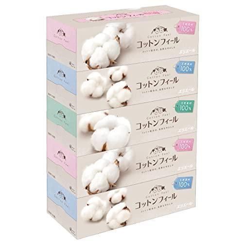 エリエール ティッシュ コットンフィール 150組×5箱 パルプ