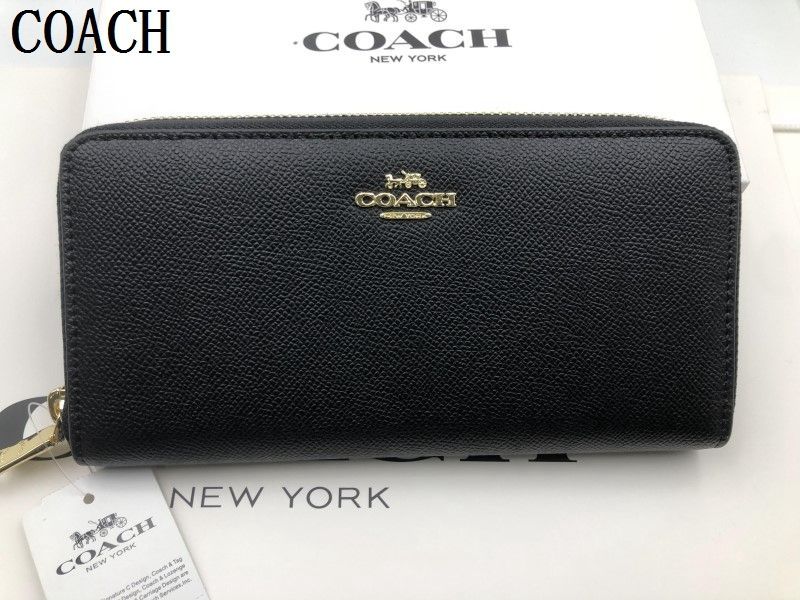 コーチ COACH 長財布 財布 ブラックシグネチャー アコーディオンラウンドジップウォレット メンズ 財布 贈り物 新品 F52372  218 未使用  xj0001