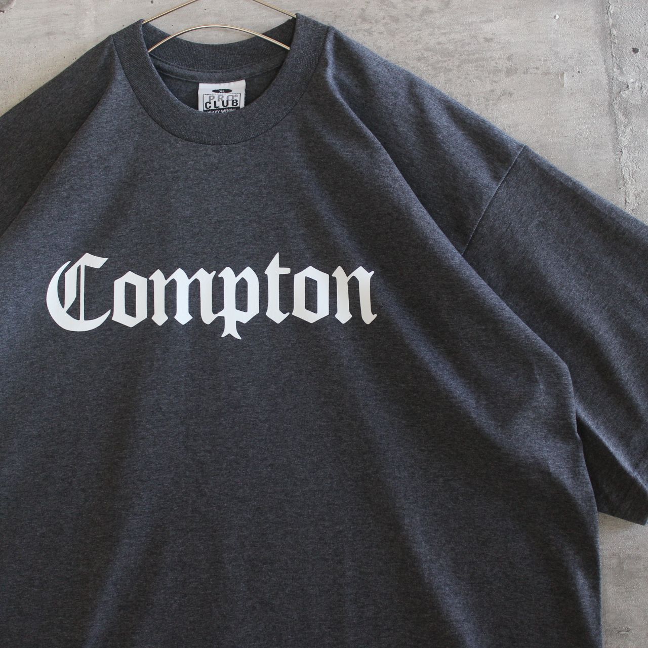 【LA直輸入】PRO CLUB "Compton" CHARCOAL GREY 6.5oz HEAVYWEIGHT TEE XL～3XL プロクラブ