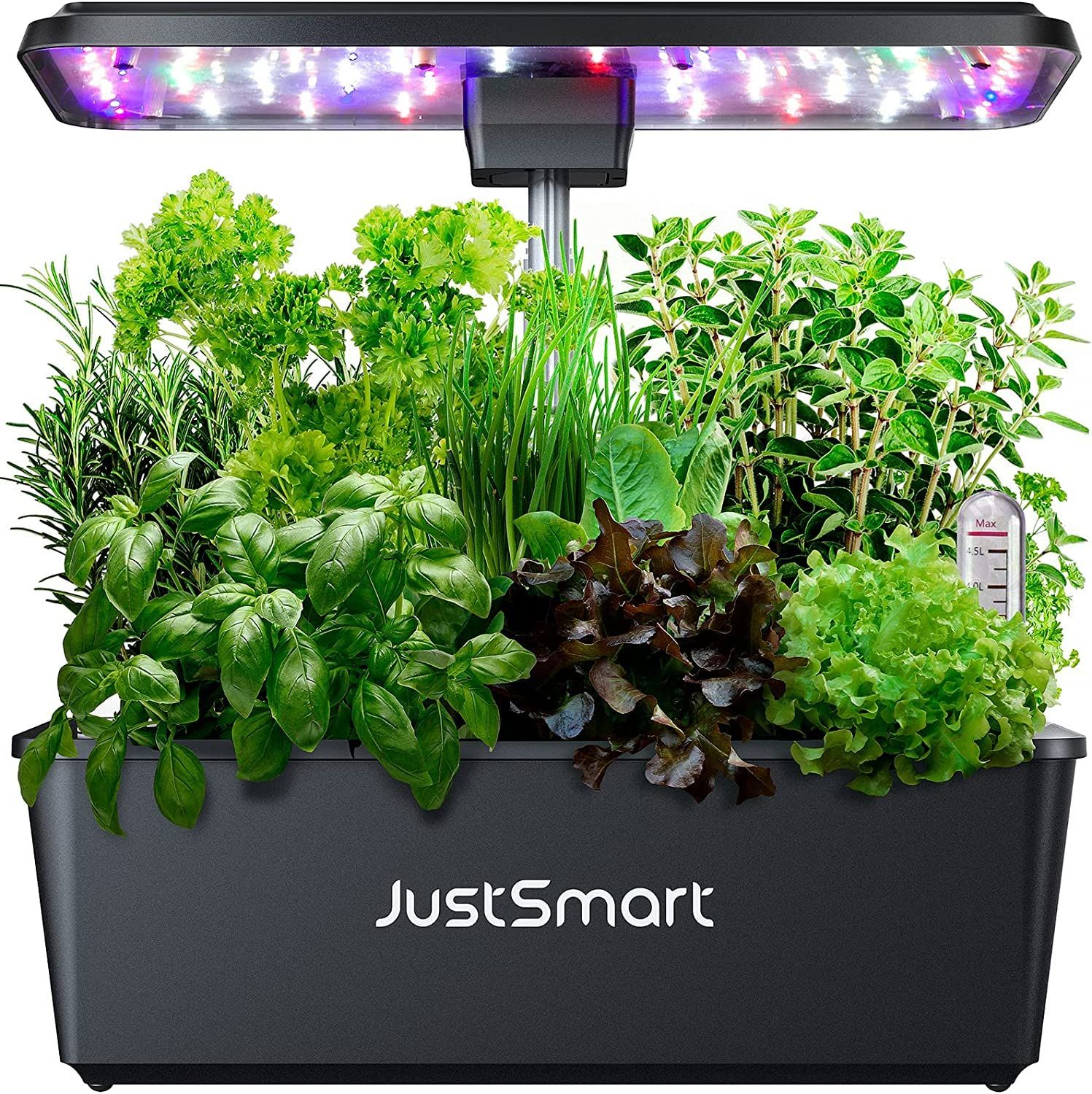 送料無料 JustSmart 水耕栽培キット 室内 水耕栽培 おしゃれ 家庭菜園 キット LEDライト付き 自動水循環システム搭載 高さ調節 IGS-20SE ブラック