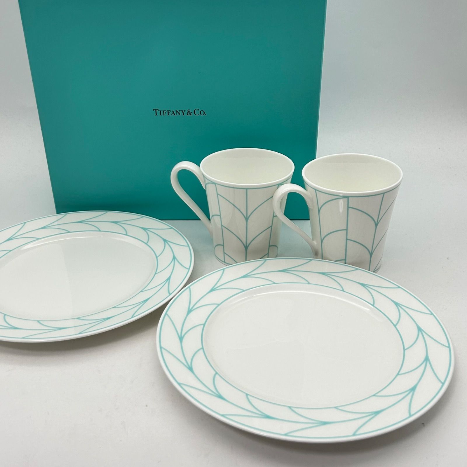 【未使用品】tiffany&co. ティファニーカップ&ソーサー４点セット皿カップペアカップセットMS1796■