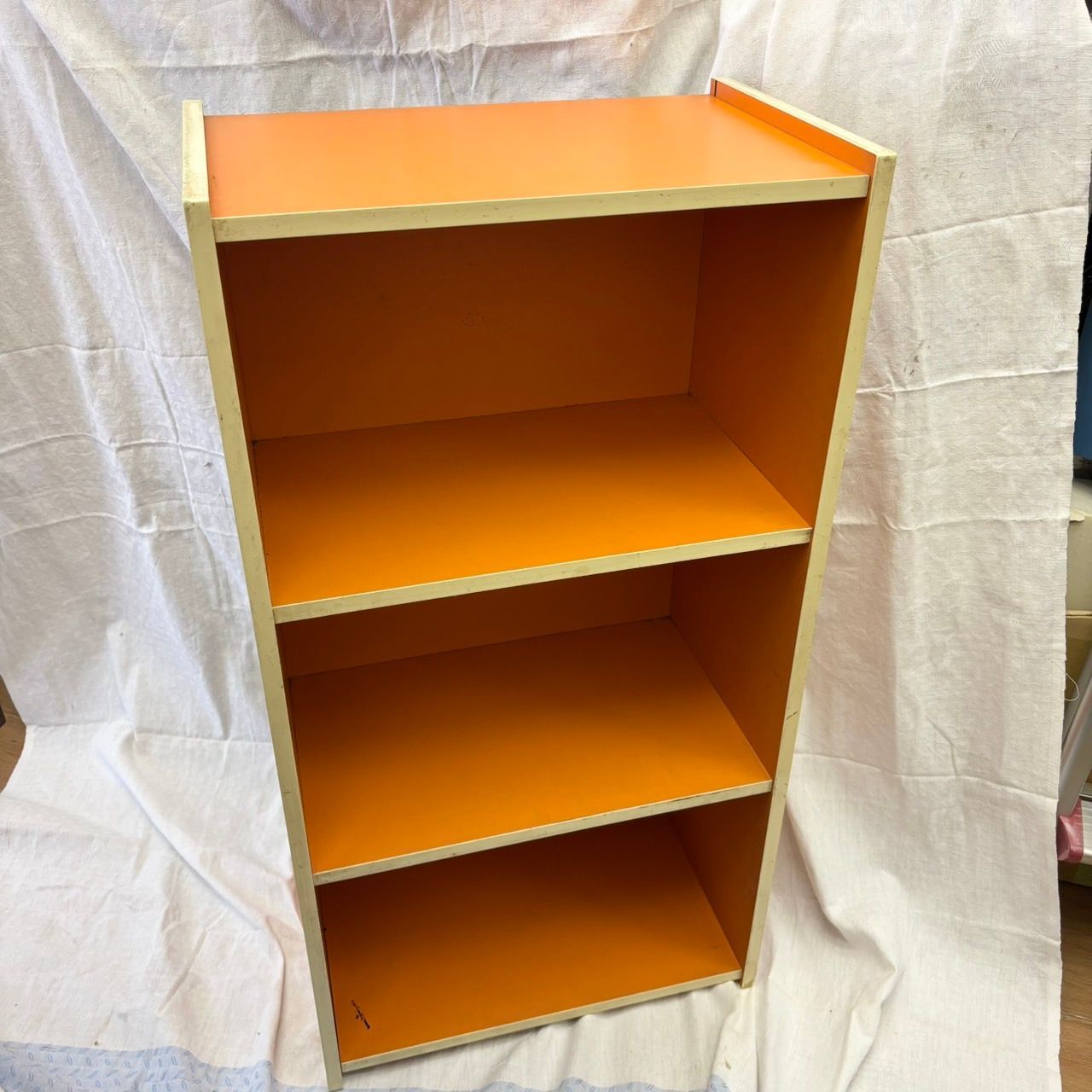 昭和レトロ カラーボックス 収納棚 レトロポップ ✨オレンジ3段引き出し付棚 当時物 昭和レトロ カラー