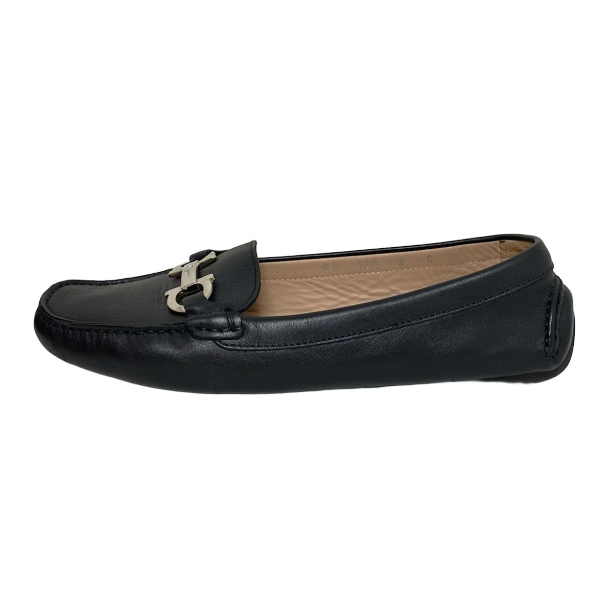FERRAGAMO|SalvatoreFerragamo サルバトーレフェラガモ ドライビングシューズ 8Ｃ レディース - 黒×シルバー ガンチーニ レザー