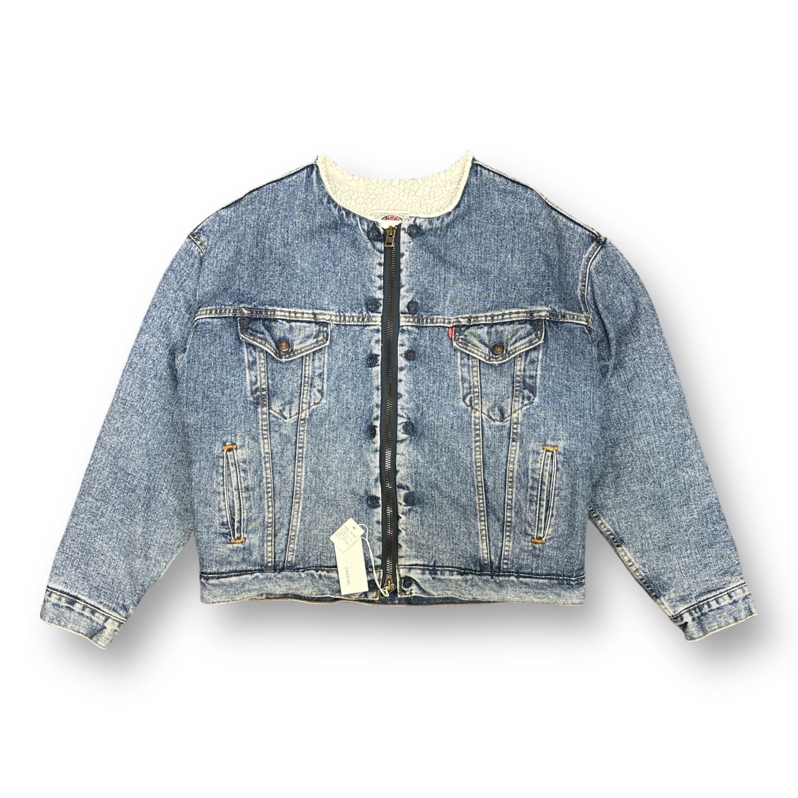 定価28600円 未使用 CHANGES REMAKE DENIM BOA NO COLLAR JACKET 