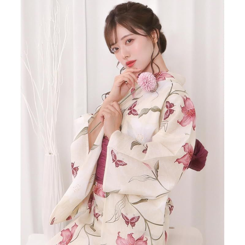 【新品】 KYOETSU キョウエツ 花柄 浴衣セット 6点セット 変わり織 Amazon | [KYOETSU] [キョウエツ] 浴衣セット 変わり織 生成り 6
