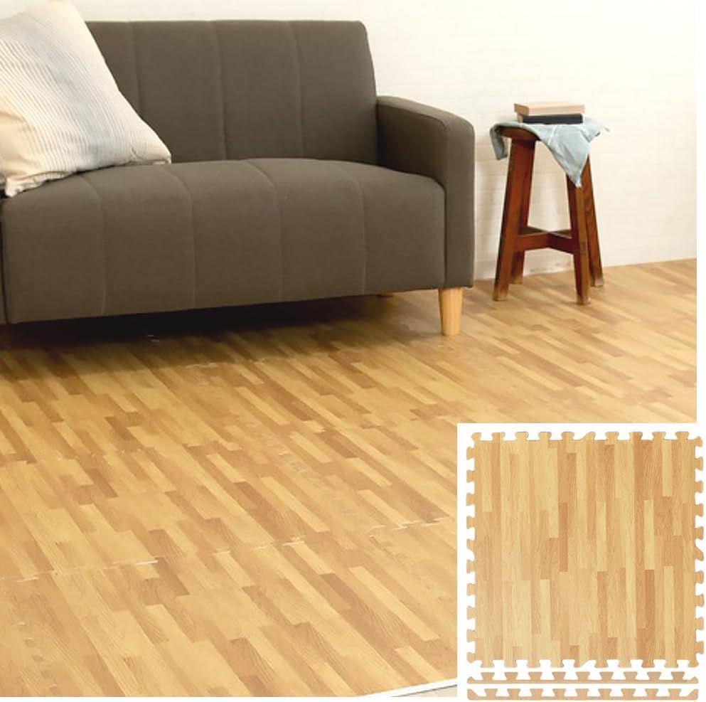 【送料込み 新品 】u003e木目ナチュラル 4枚【0.75畳】【厚さ10mm】u003c アイリスプラザ ジョイントマット 大判 60cm 木目 10mm 木目調 インテリア カラーマット 防音 傷防止 ペット 赤ちゃん MKJTM-60