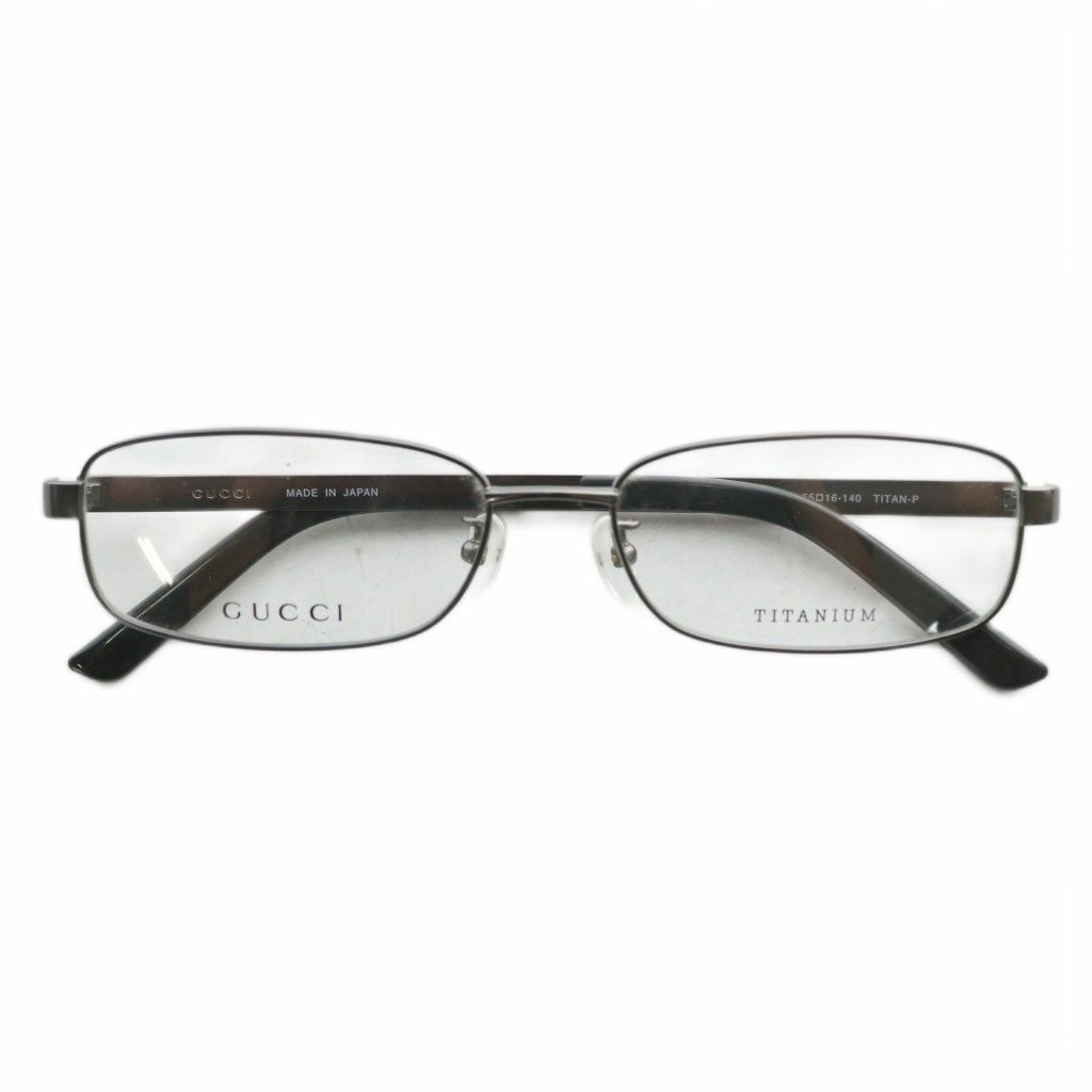 グッチ GUCCI 眼鏡 メガネ 度なし チタンフレーム スクエア ロゴ 55□16-140 シルバー色 GG-9671J XZ OH GY11