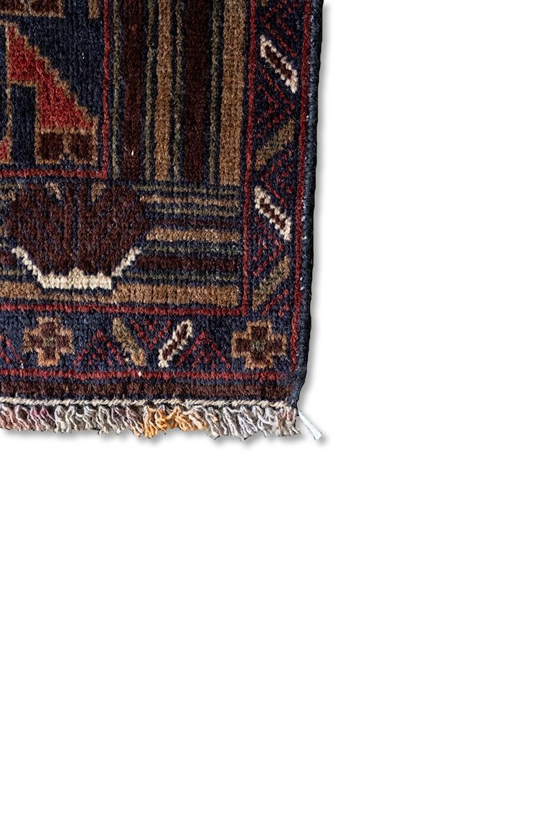 200 x 110cm　80-90s　TRIBAL RUG by Baloch　トライバルラグ アフガンラグ バルーチ 手織り ペルシャ絨毯