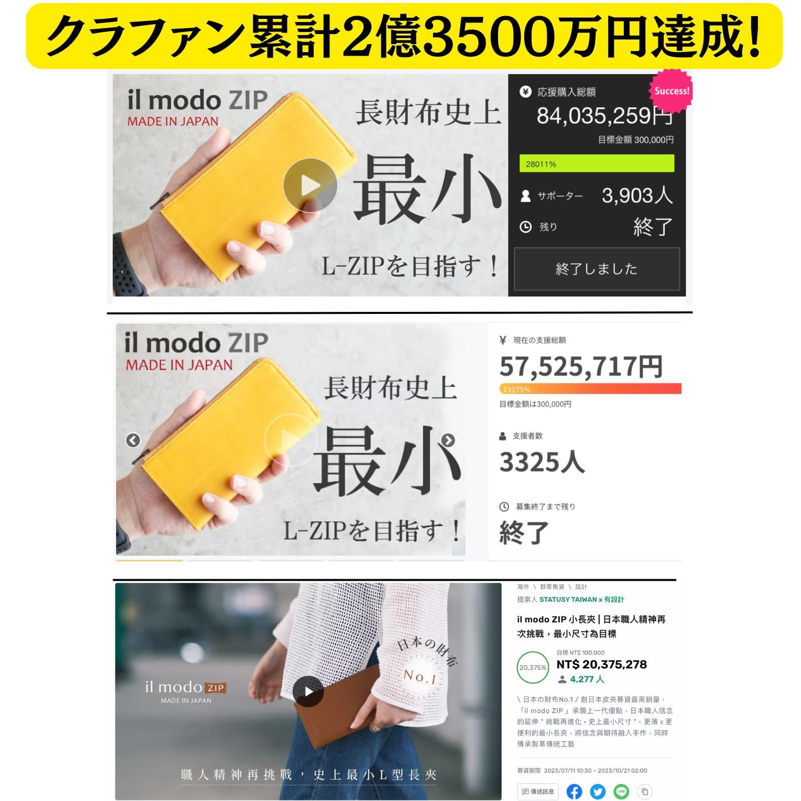 特価商品】イルモードジップ (Black, ステータシー 小さい長財布