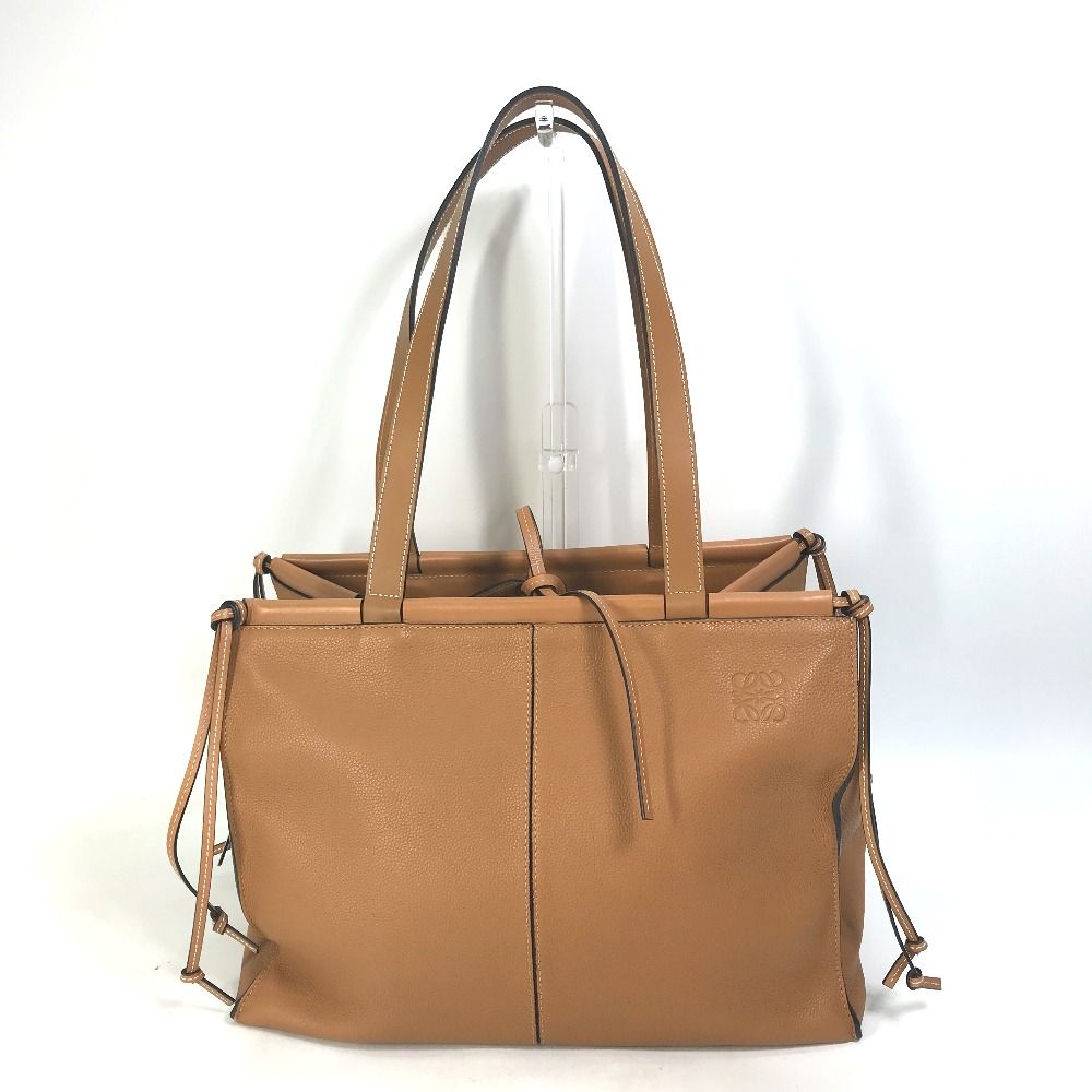LOEWE ブラウンレザートートバッグ LOEWEブラウンレザー トートバッグ エンボスロゴ - メルカリ