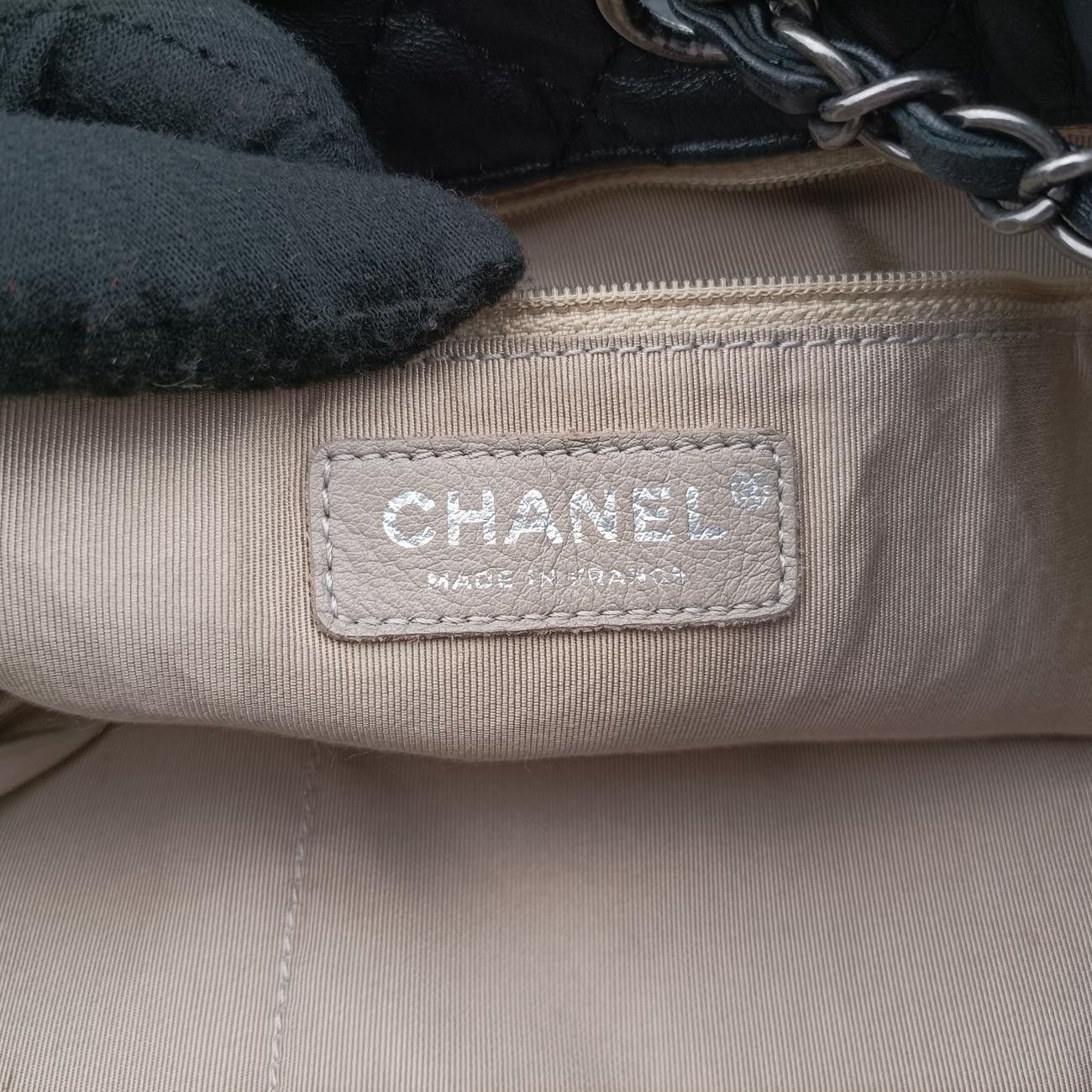 シャネルChanelマトラッセパッチワークドローストリングブラックレザー×スエードA9484421814646