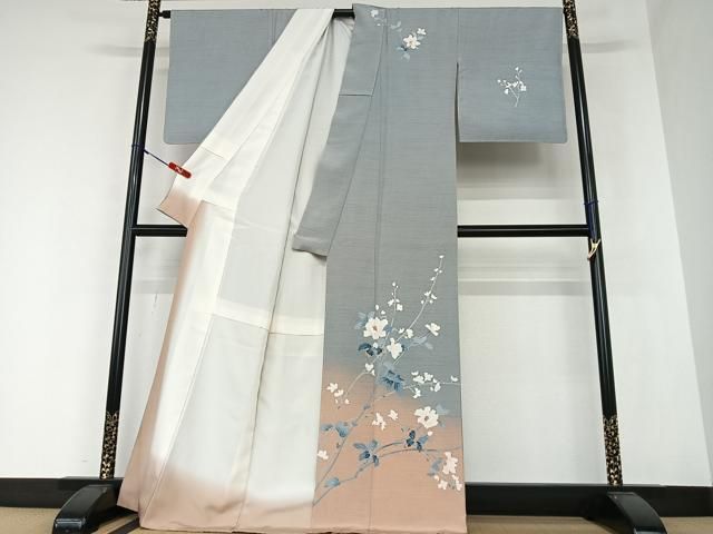 平和屋着物○花織 訪問着 お召地 貝合わせ文 正絹 逸品 未使用