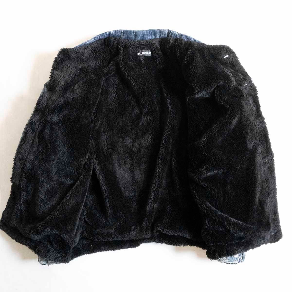 美品】BALENCIAGA【19AW/フェイクデニムシアリング ジャケット