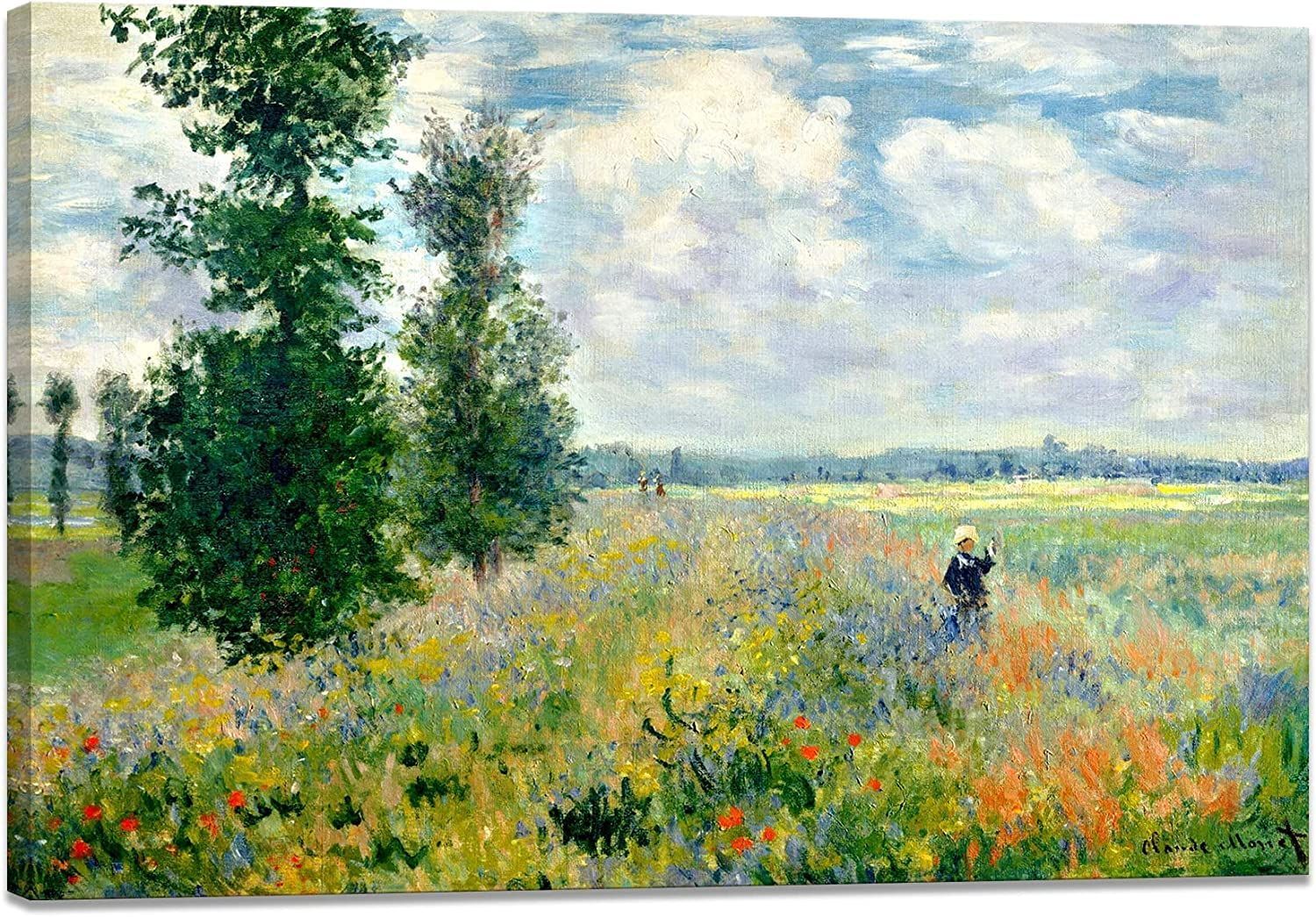 【新着商品】木枠付きの完成品 壁掛け (30x40cm) 風景 複製画 絵画 風景画 印象派 油絵 ポピー畑 モネ アートパネル