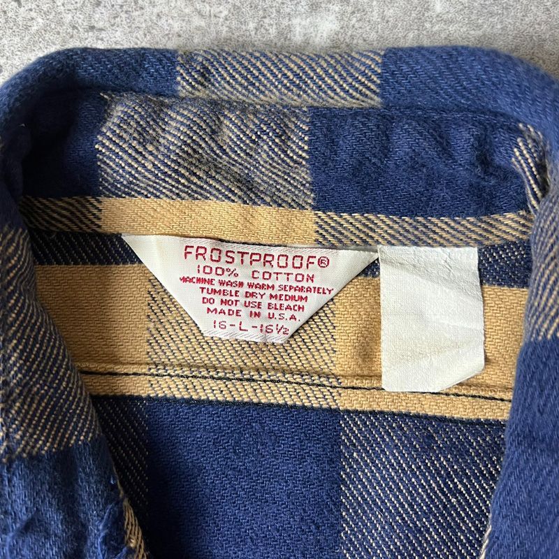 70s USA製 FROSTPROOF ブロック チェック コットン ヘビー フランネル