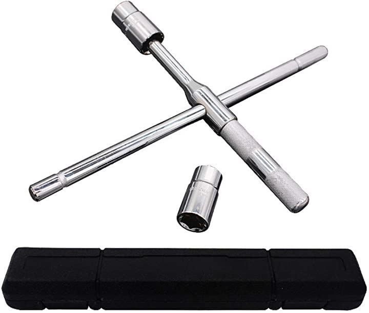 XSAJU 十字レンチ タイヤ交換 ケース付き 回転式 17mm 19mm 21mm 23mm( シルバー)