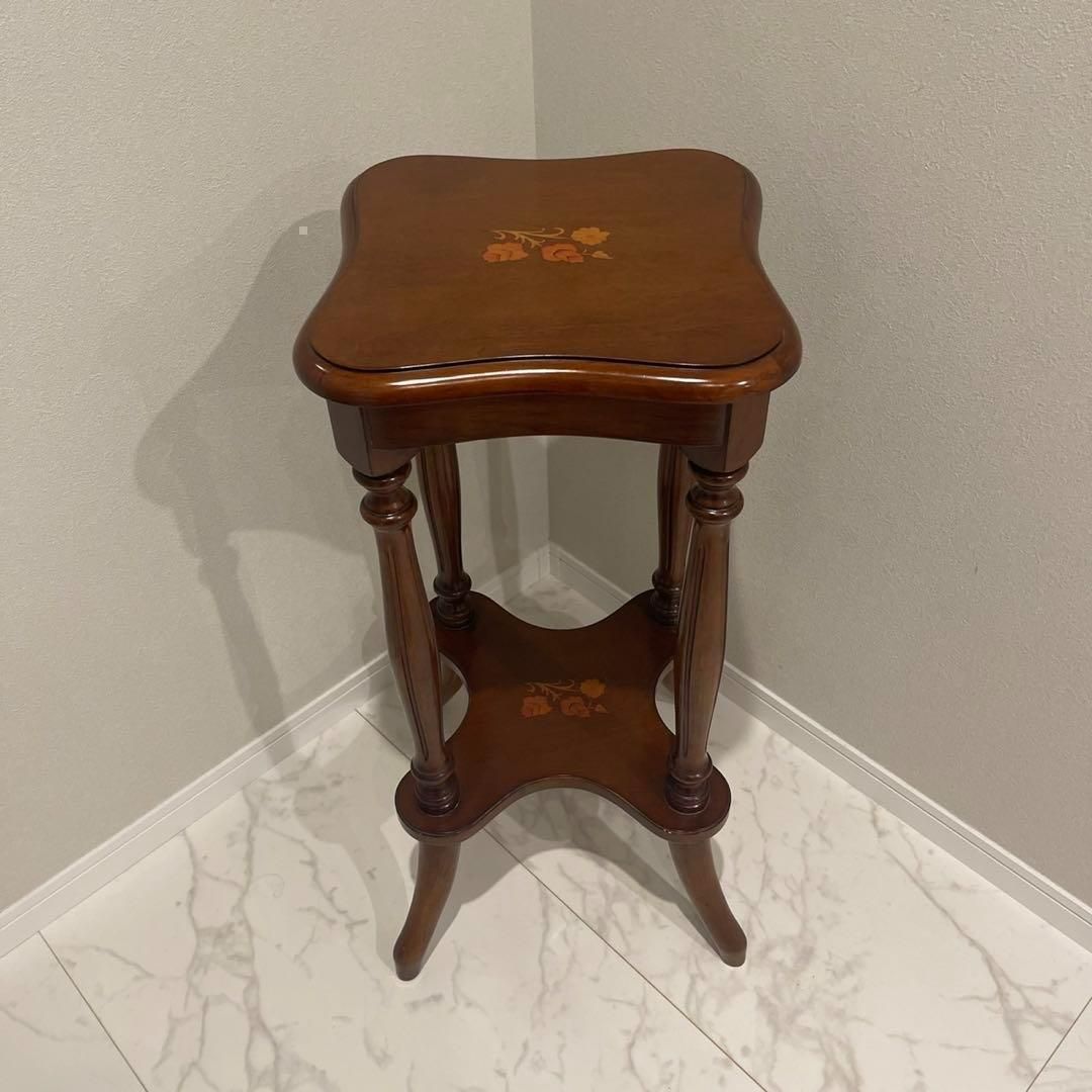 イタリア製 象嵌 猫脚 花台 サイドテーブル アンティークな