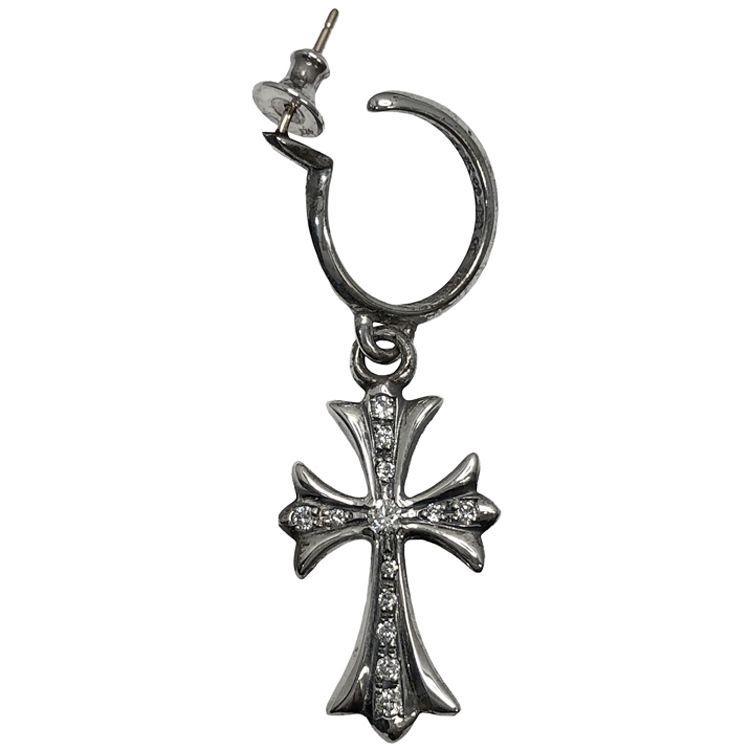 Chrome Hearts クロムハーツ TINY CH CROSS タイニーCHクロス フープピアス アフターダイヤモンド SV925 シルバー