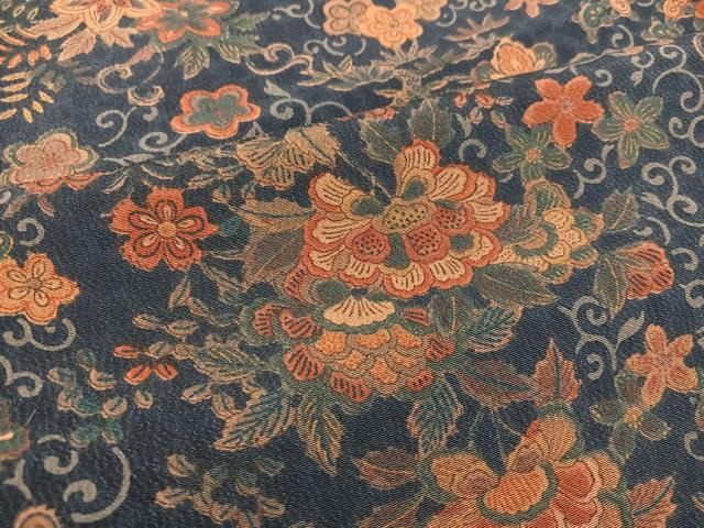 平和屋着物□上質な小紋 鳳凰更紗花文 鬼しぼ縮緬 正絹 逸品