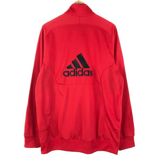 【古着】 adidas アディダス ジャージ トラックジャケット 切替デザイン 袖ライン バック刺繍 レッド系 メンズL 【中古】 n060195