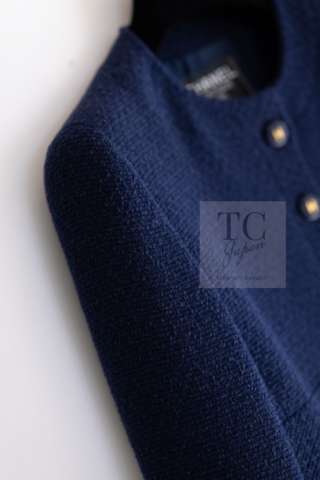 シャネル ジャケット CHANEL ヴィンテージ ネイビー ウール コットン