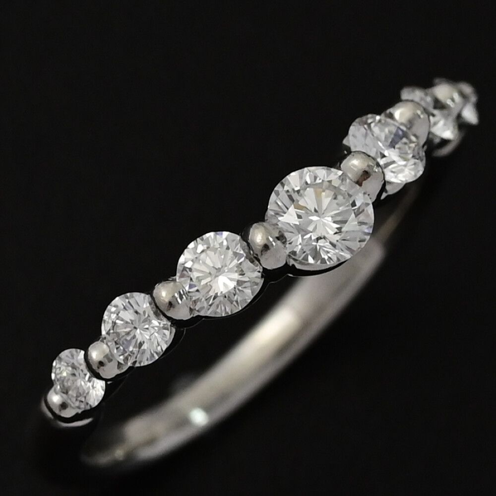 0.5ct V字モチーフ ハーフエタニティセッティング 7P･ダイヤモンドリング･指輪 Pt900-3.5g 9号 49 プラチナ プレゼント ♀ N レディース 591710 WWW_SIROKUMA-CORPORATION_COM