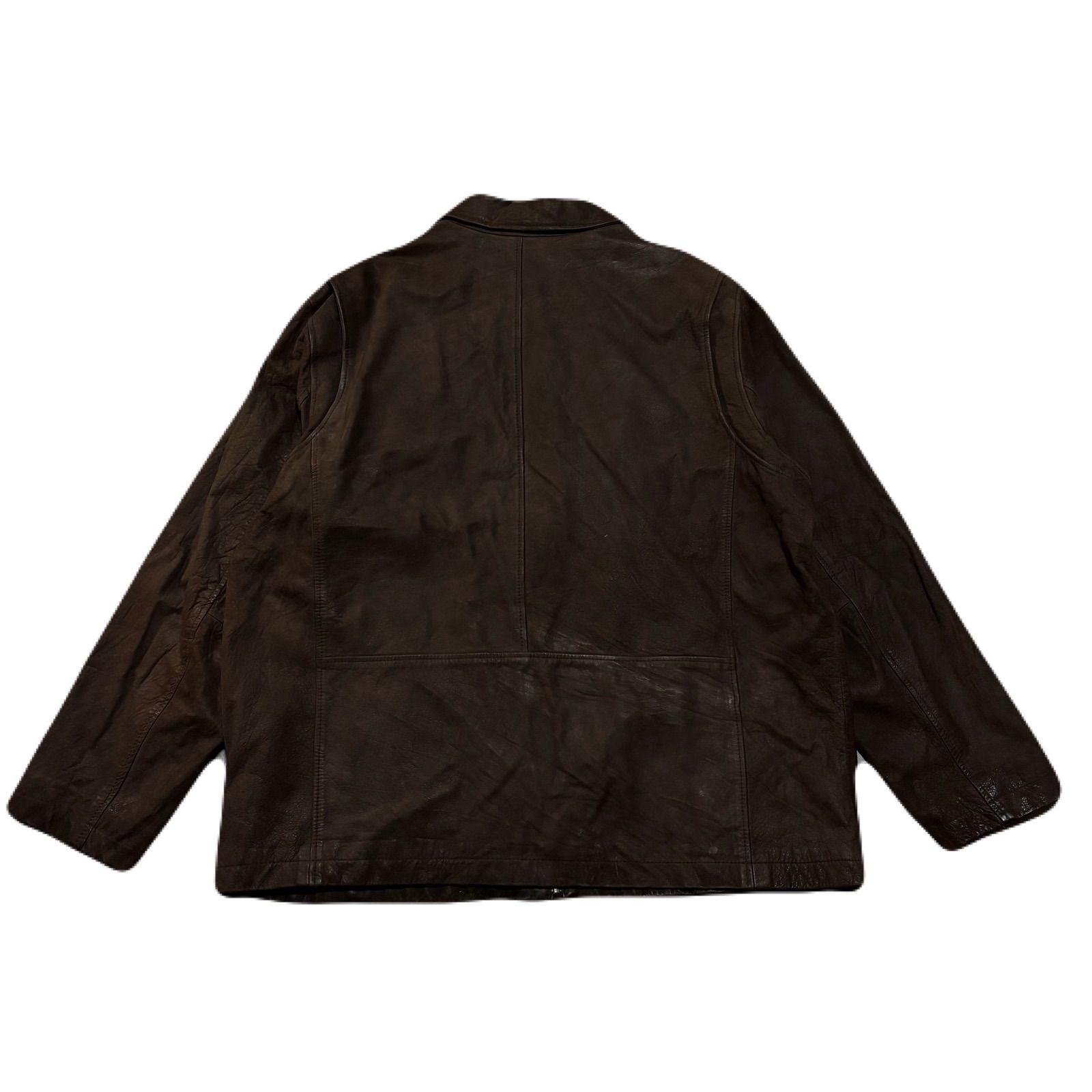 エディーバウアー レザージャケット シングルライダース ブラウン 2XL EddieBauer エディーバウアー LeatherJacket レザージャケット