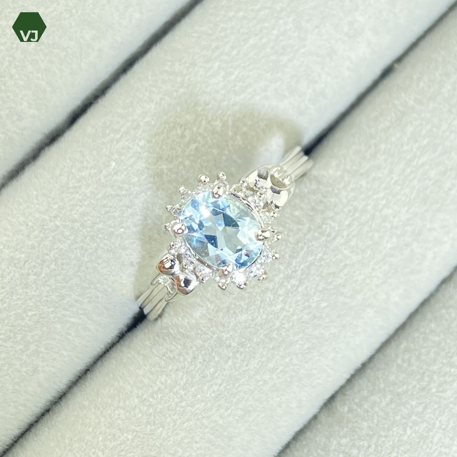 27-09】アクアマリン ダイヤモンド リング D0.11ct【中古】【PT900  