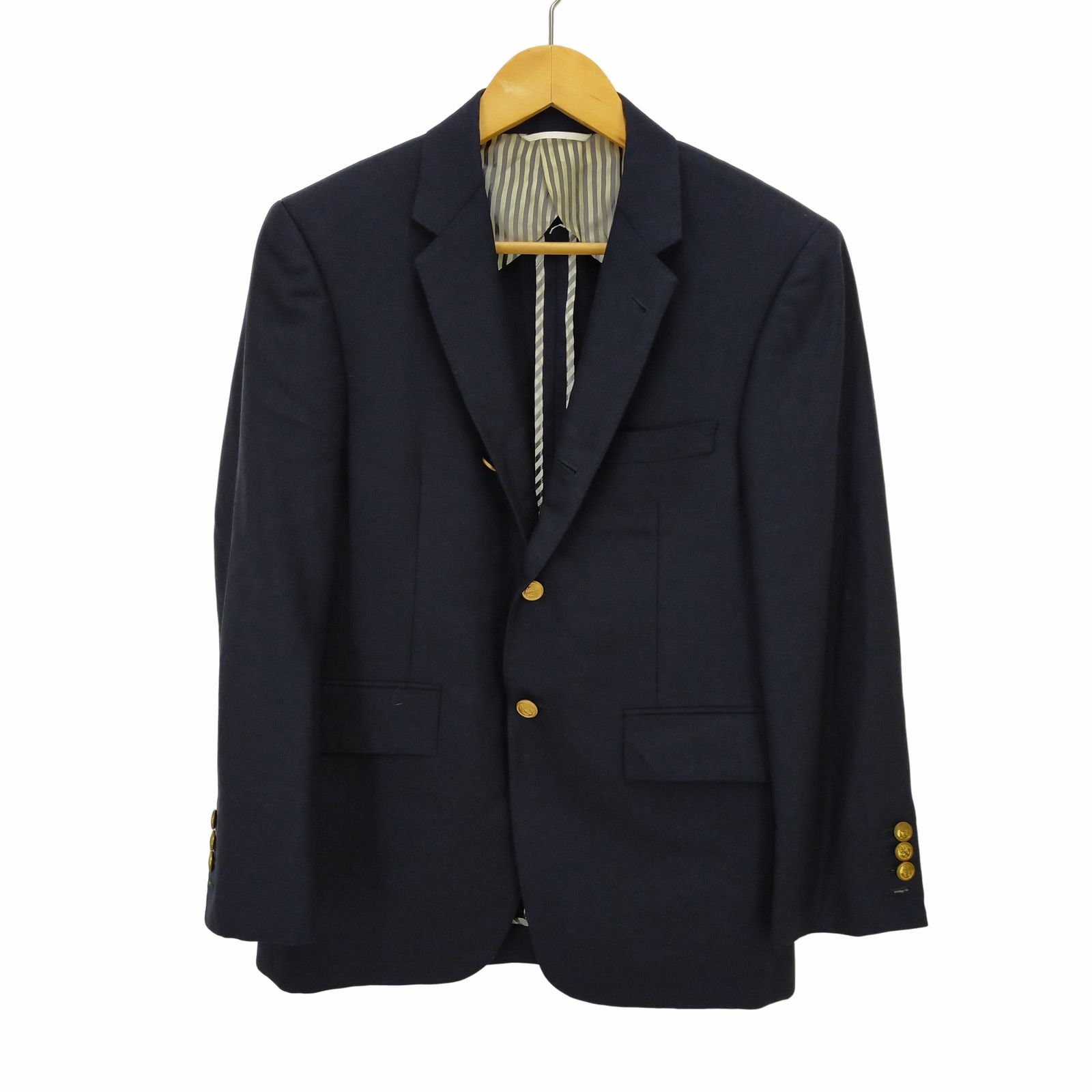 トムブラウン THOM BROWNE 金ボタン紺ブレザージャケット メンズ 1 