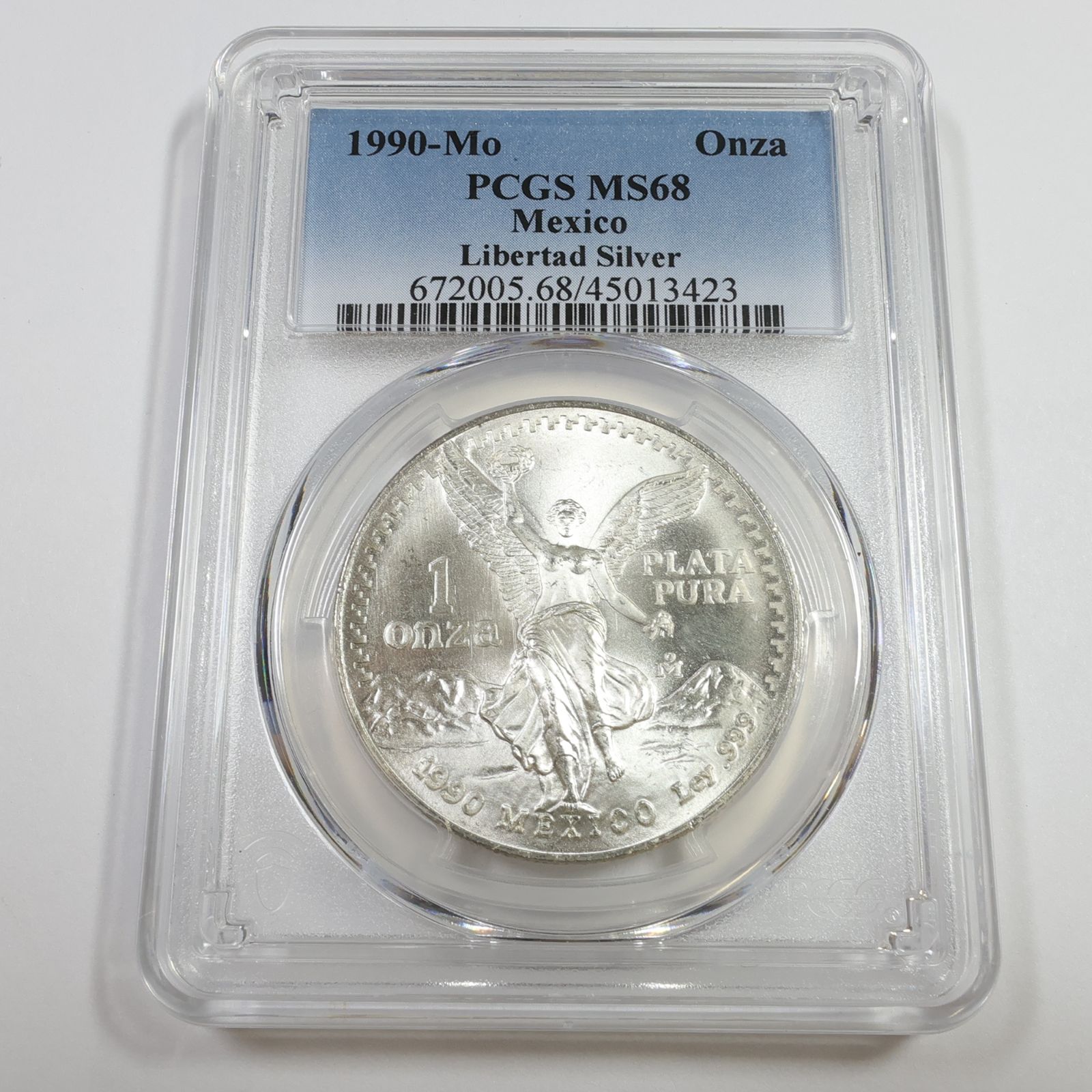1990 Mo PCGS MS68 - Mexico - 1 oz Silver Libertad Un Onza Coin