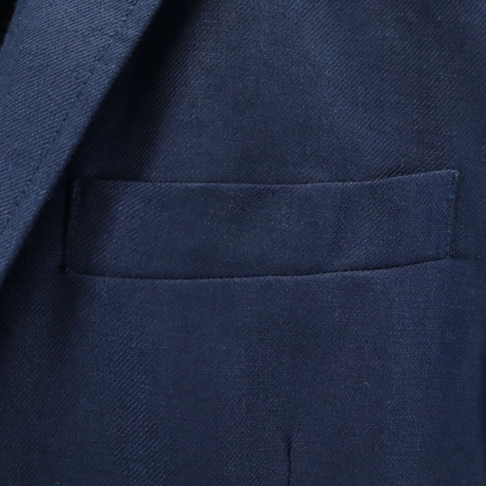 ランズエンド 美品 リネン テーラードジャケット AB5 チェック ランズエンド リネン100％ テーラードジャケット AB5 ネイビー