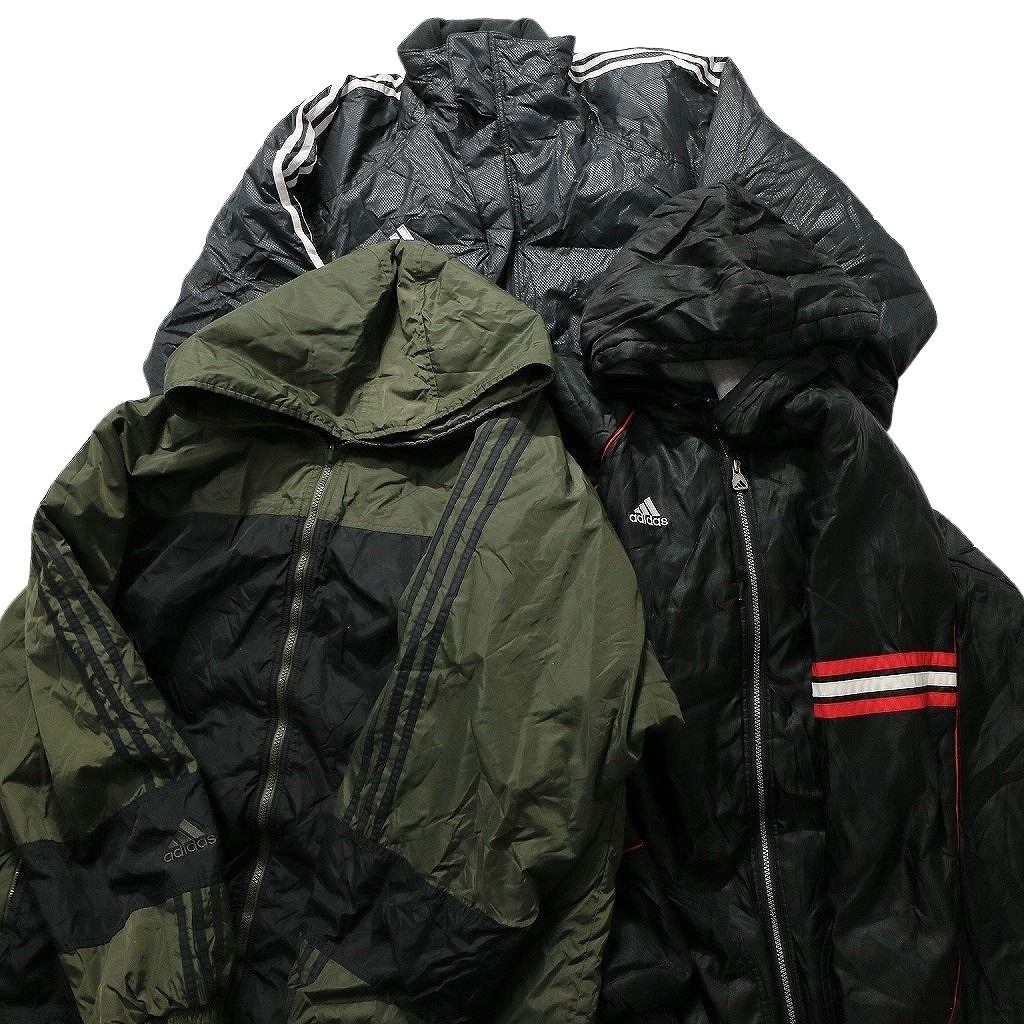 古着卸 まとめ売り アディダス ヘビージャケット 3枚セット (メンズ XL /2XL )90s パフォーマンスロゴ 中綿 ベンチコート 中古 古着 MY1650
