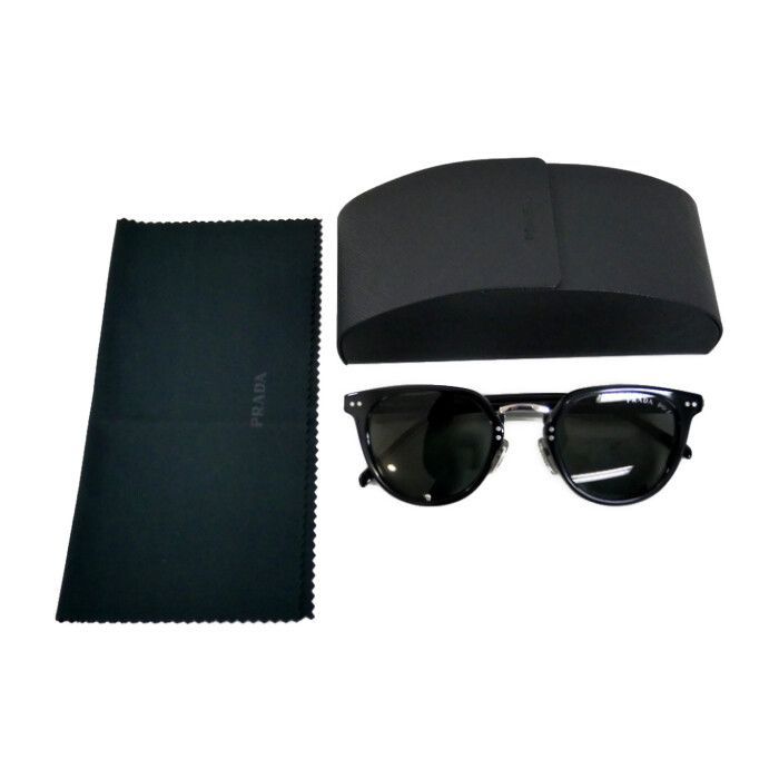 PRADA プラダ 国内正規 パントスシェイプ 偏光サングラス メタルブリッジ プラダロゴ POLARIZED SPR17Y 1AB-03R BLACK ブラック 黒 4922-140