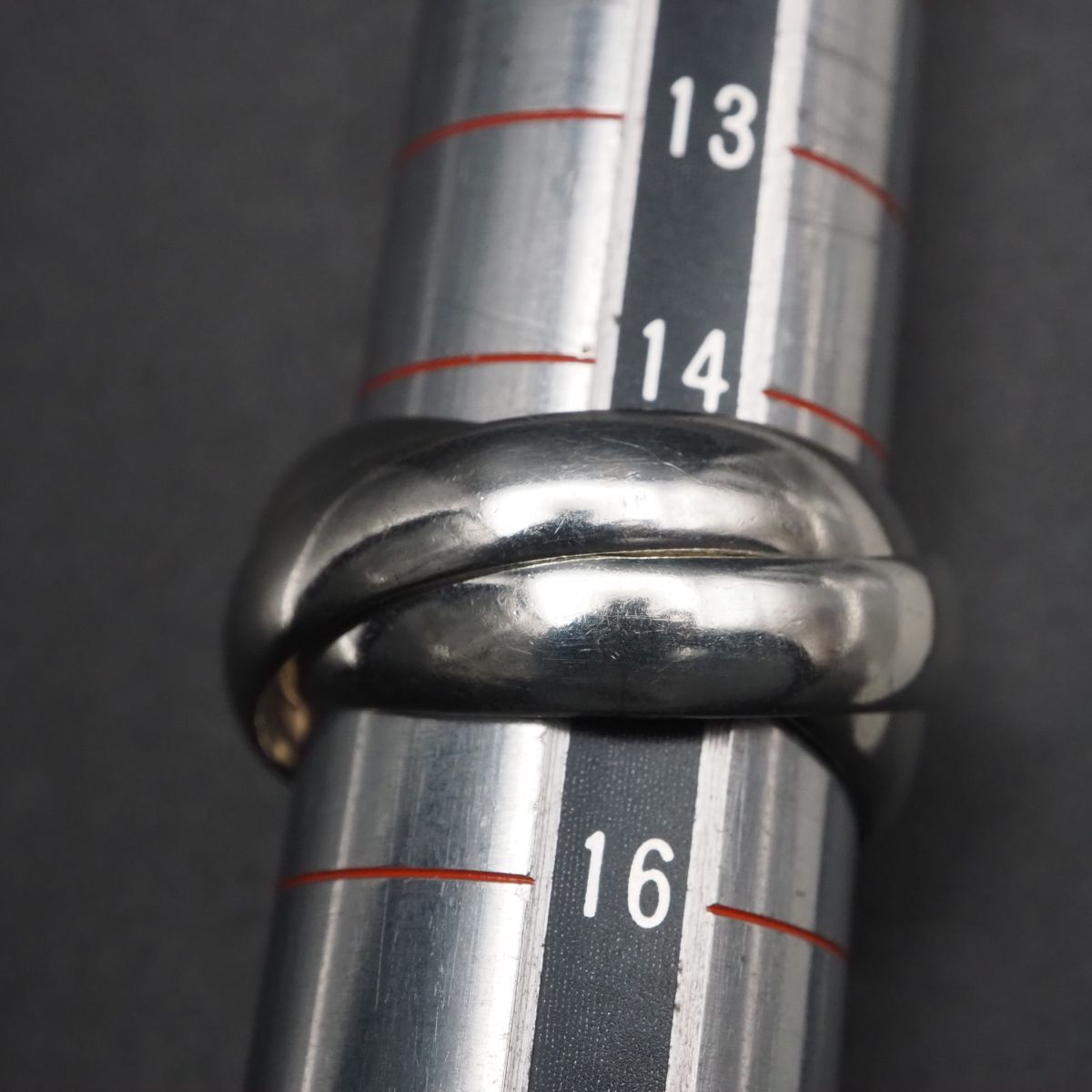 C607 ヴィンテージ SILVER刻印 リング 3連 トリニティ デザイン