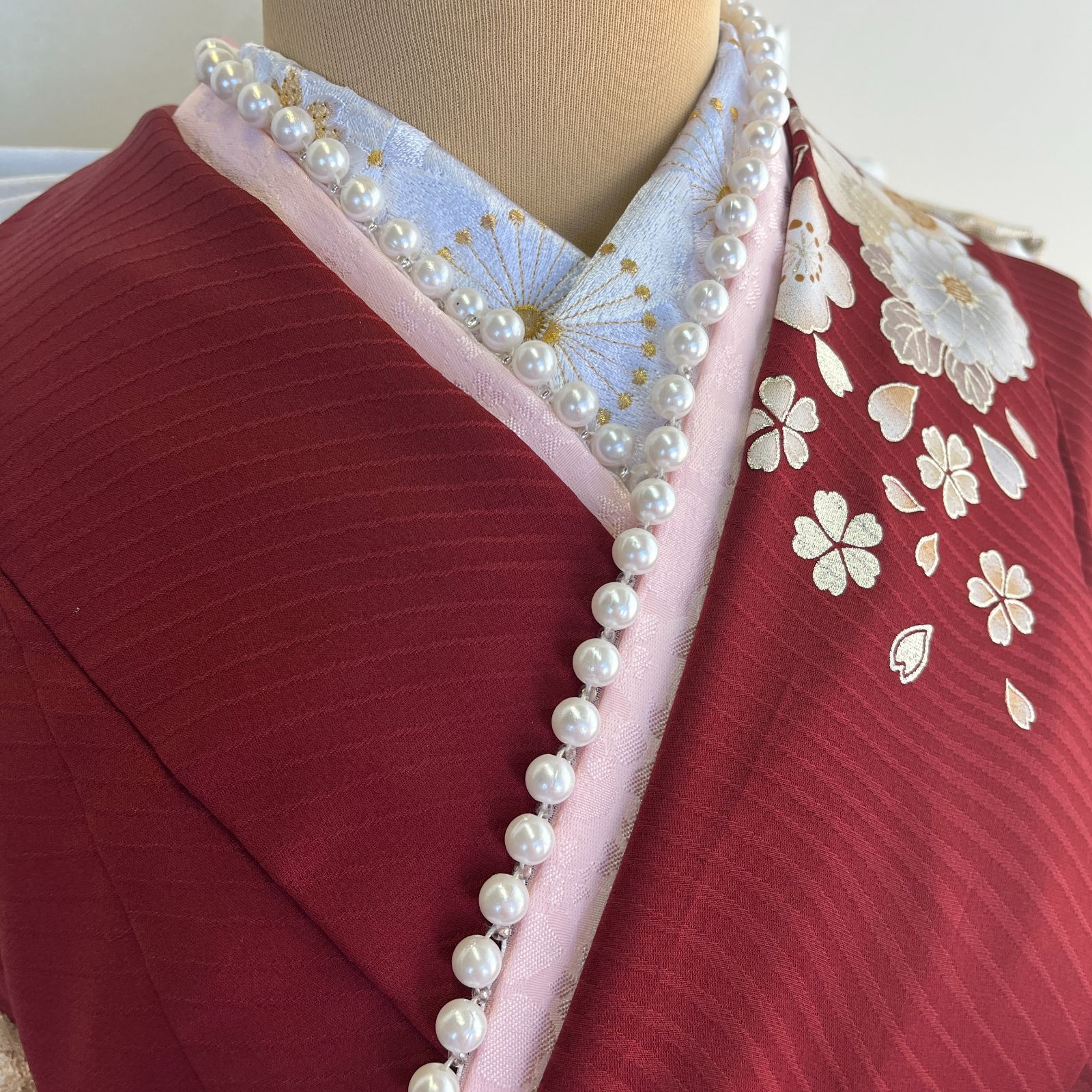 ボルドー 深い 赤 豪華 振袖 新品 新作 成人式 フルセット