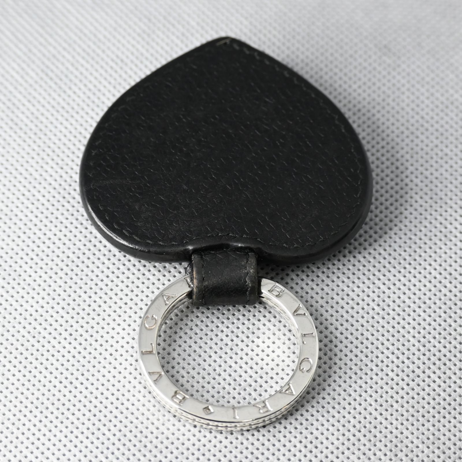 BVLGARI ブルガリブルガリ レザー×SV925 ハート キーホルダー