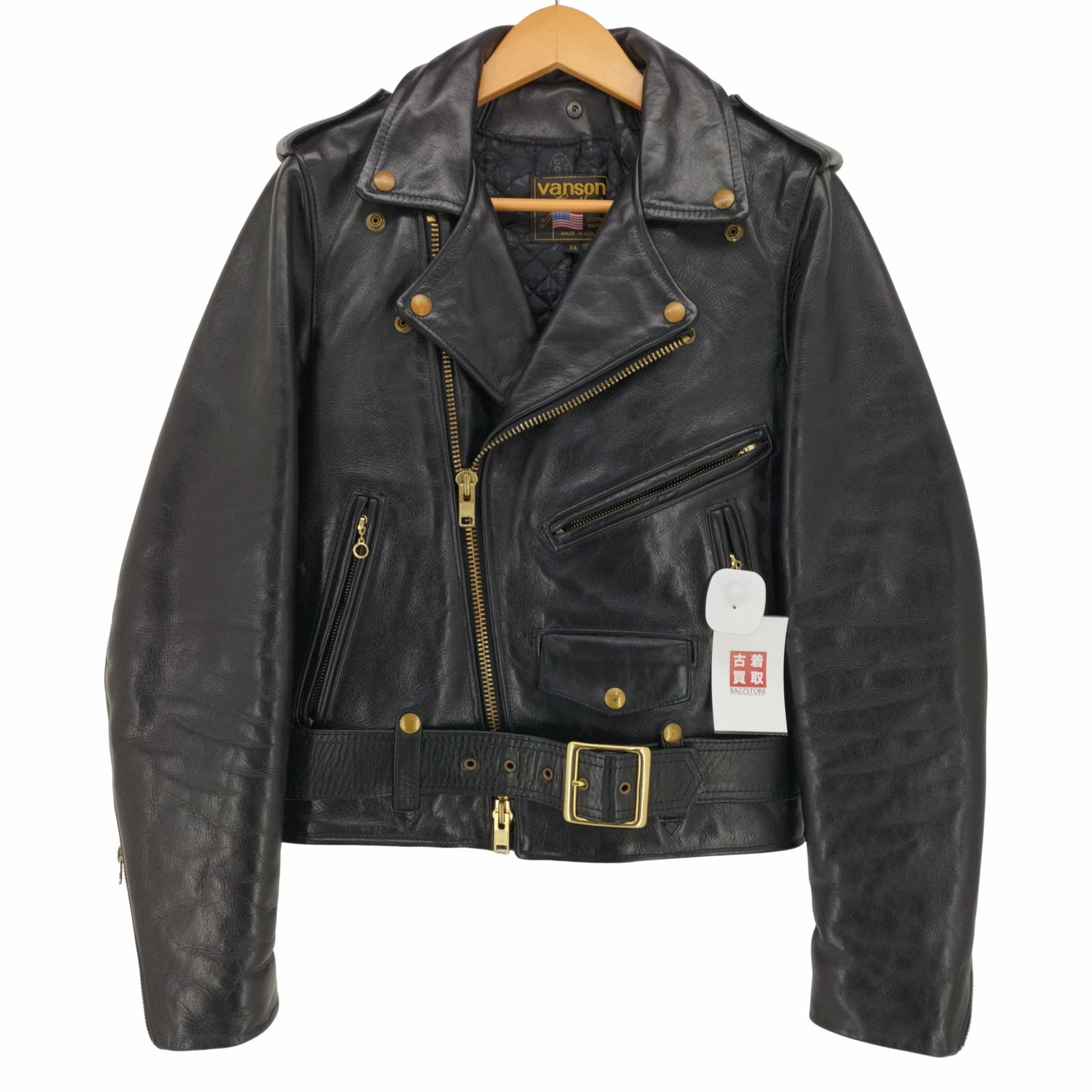 バンソン VANSON USA製 C2 裏地キルティング レザー 本革 ダブル ライダース ジャケット  メンズ  34
