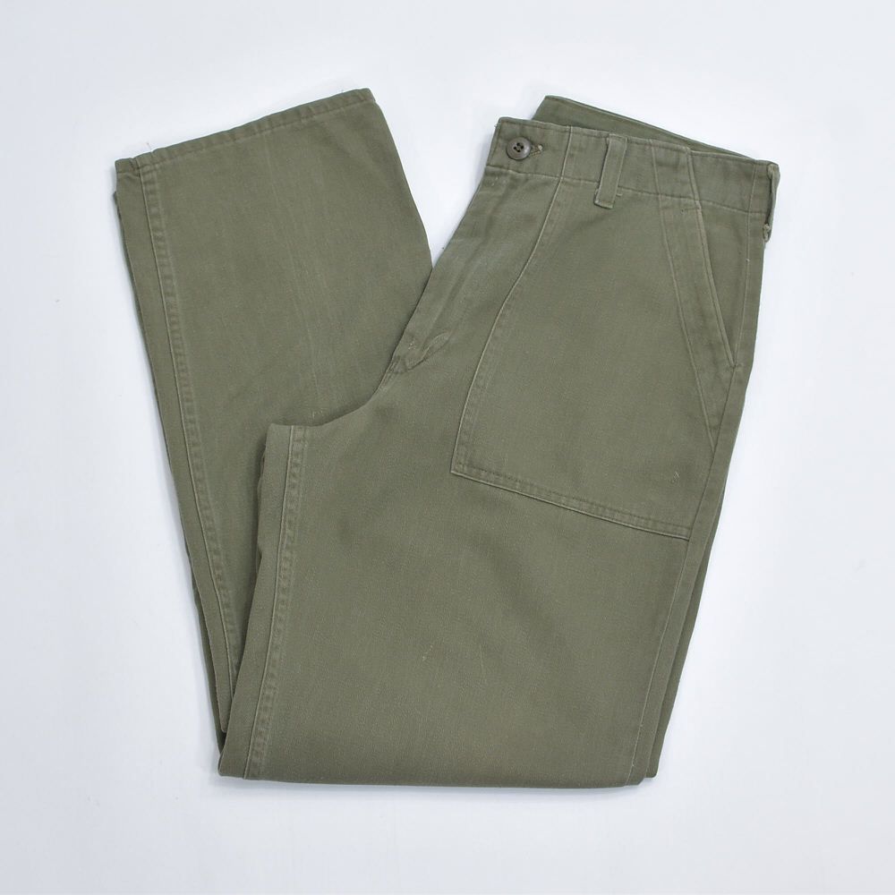 美品　70〜80s US army ベイカーパンツ　カーキ　ファティーグ 70〜80s 民間品 U.S.Army アメリカ軍 コットンサテン ベイカーパンツ