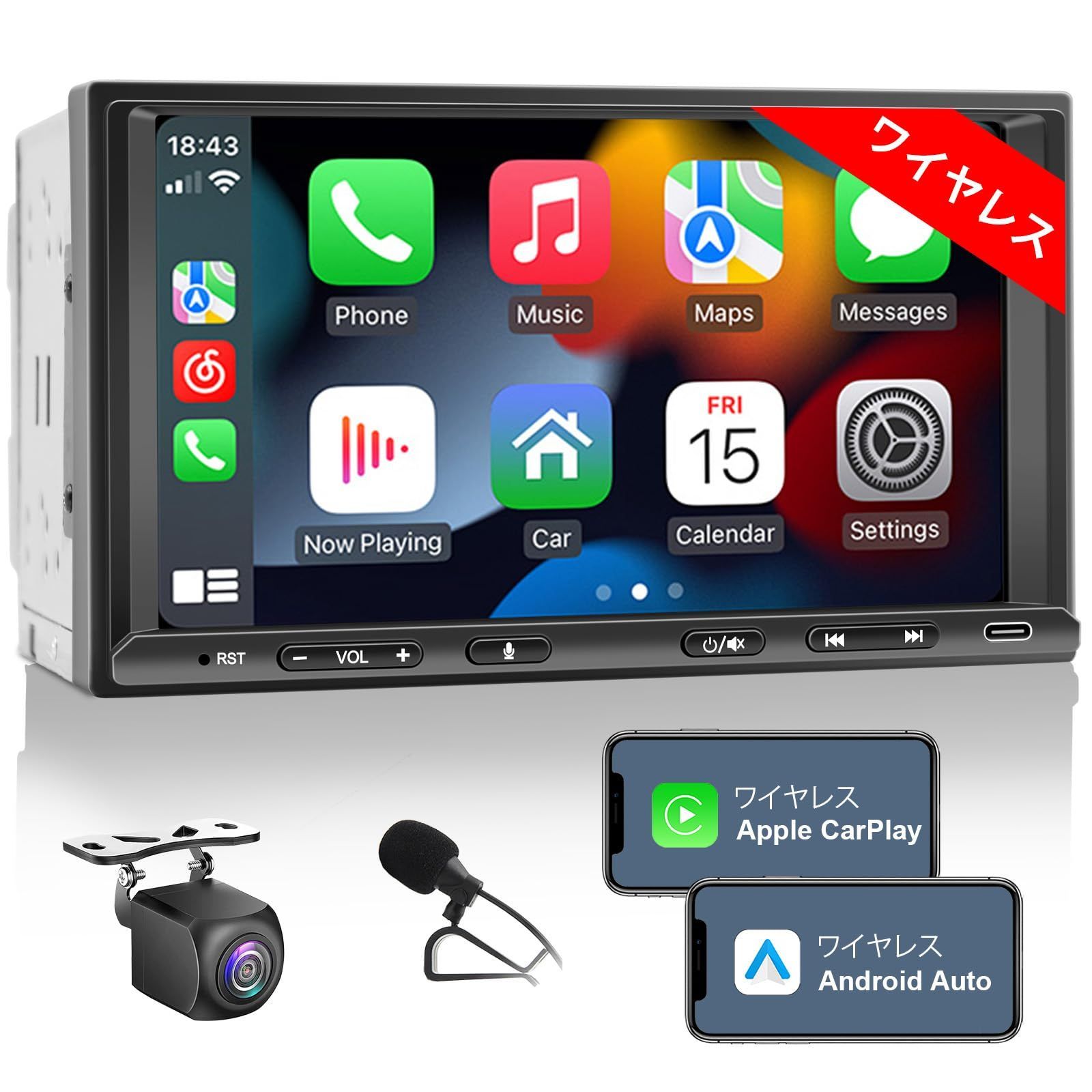 カーディスプレイオーディオ 2Din カーナビ ワイヤレス CarPlay & Android Auto対応 7インチ 無線/有線  アップルカープレイ/アンドロイドオート QLEDタッチスクリーン Mirrorlink/AutoLink/Airplay ミラー - メルカリ