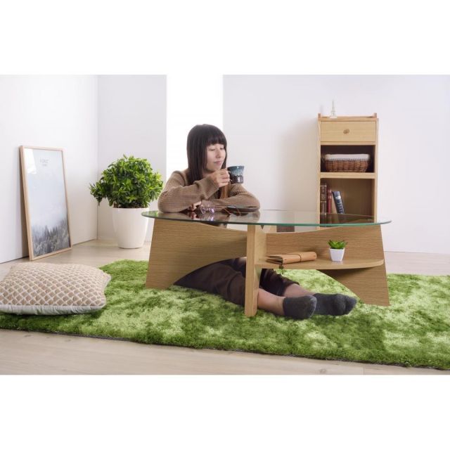 東谷 LE-454NA ガラストップ オーバルテーブル ナチュラル 美品 東谷