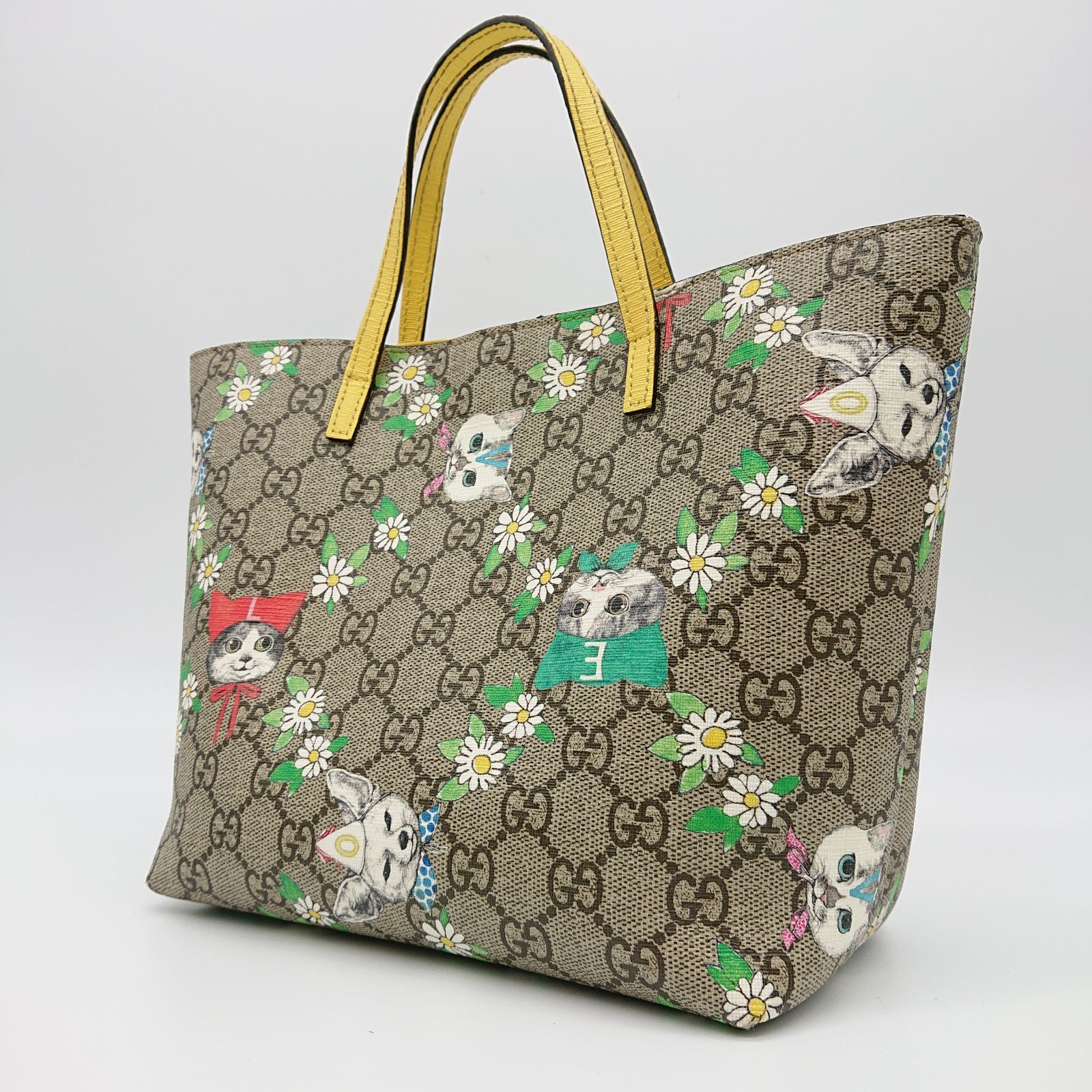 GUCCI グッチ ヒグチユウコ トートバッグ ミニ キャット チルドレンズ キャット 410812 限定 GGスプリーム イエロー レディース -  メルカリ