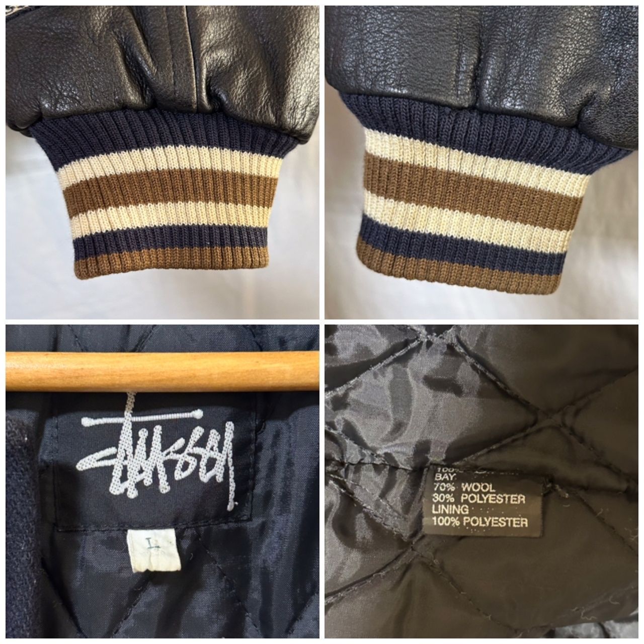 SWAGGER スタジャン Sワッペン レザー袖 Vintage-Crew XL SWAGGER スタジャン Sワッペン レザー袖 Vintage-Crew XL MADE