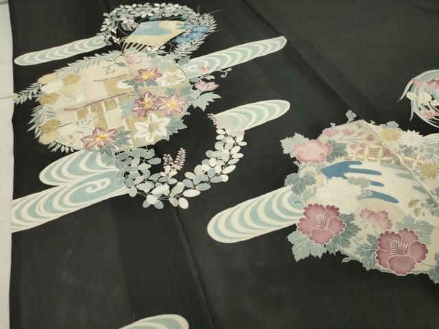 平和屋着物○銀座きしや 訪問着 駒刺繍 源氏香花文 金彩
