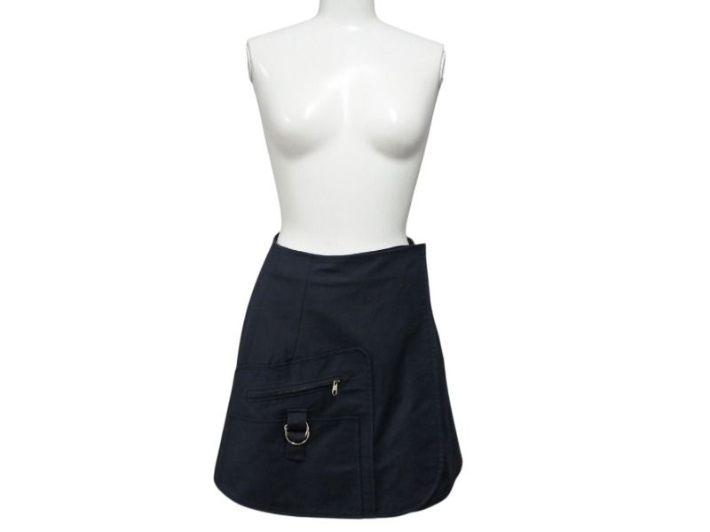 Christian Dior クリスチャンディオール ラップスカート 7C21308A1335 サイズ34 ネイビー コットン エラスタン 4b005235