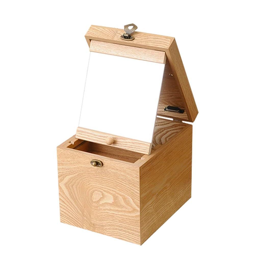 ナチュラル 可動式ミラー ナチュメイプル 木製 メイクボックス コンパクト 鏡付き かわいい おしゃれ 大容量 ミニドレッサー ウッド コスメボックス メイク 収納 北欧 卓上 小物入れ スキンケア 収納 ナチュラル