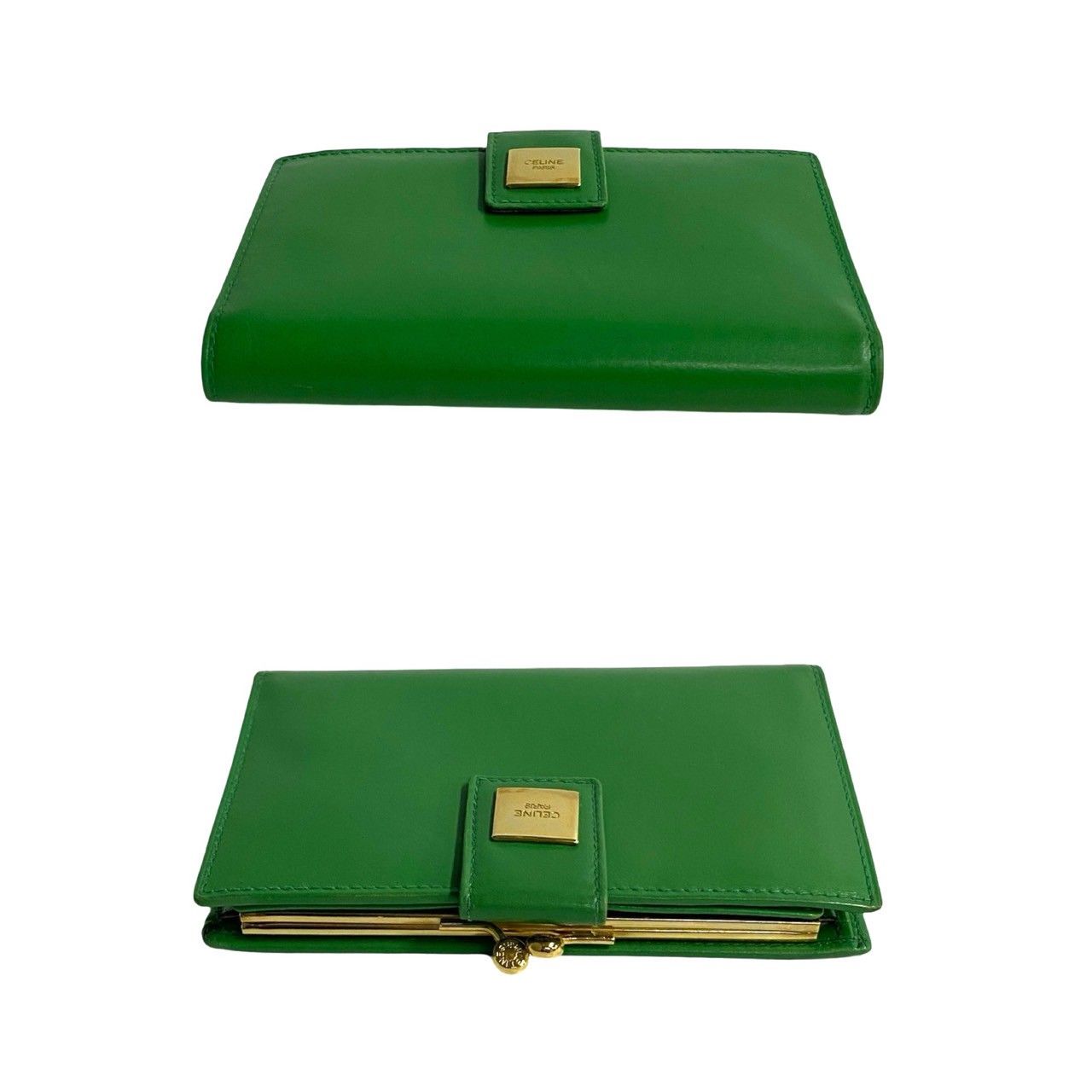 極 美品 希少品 CELINE セリーヌ ロゴ 金具 ヴィンテージ レザー 本革 